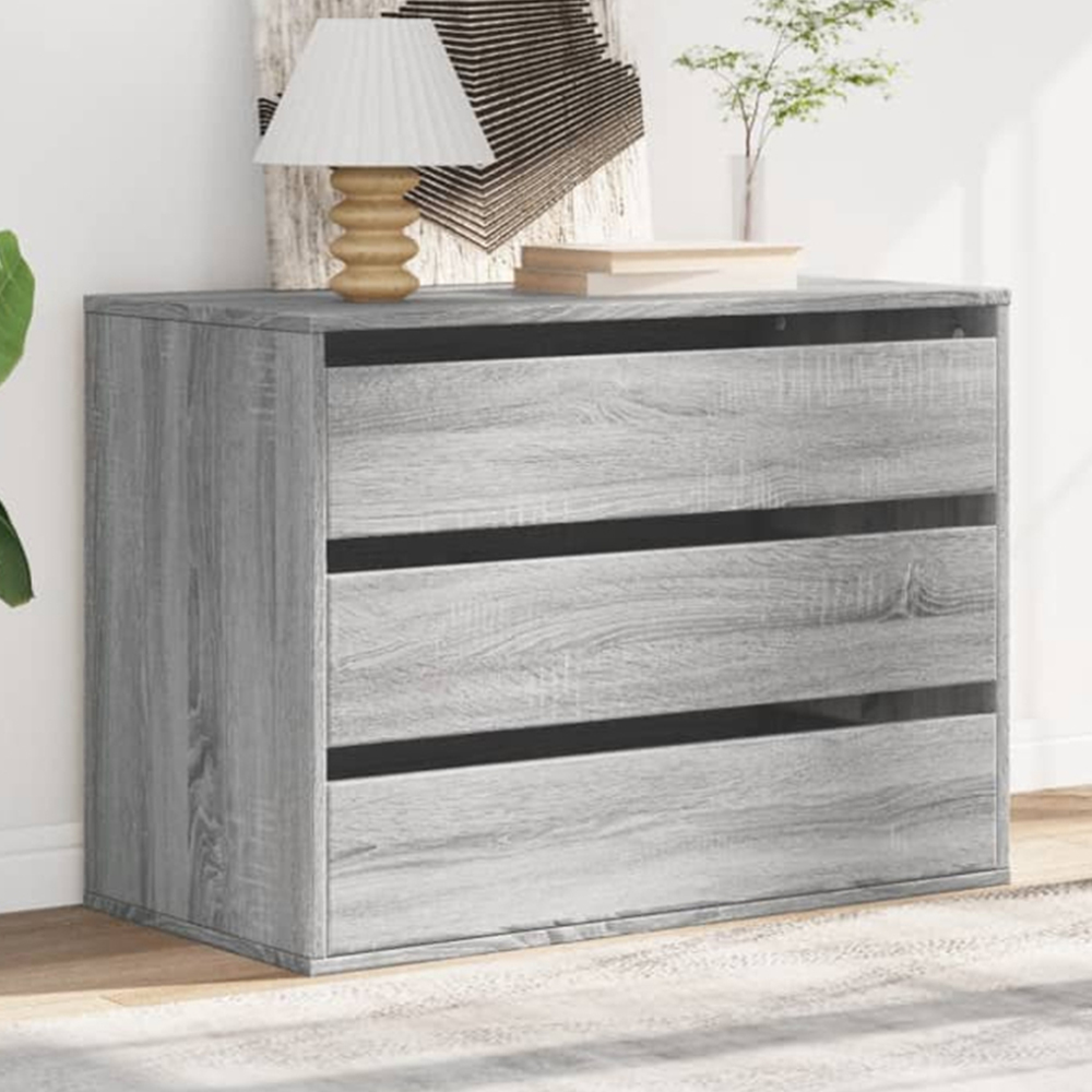 vidaXL 3 Drawer Grey Sonoma Engineered Wood Chest of Drawers Image 1
