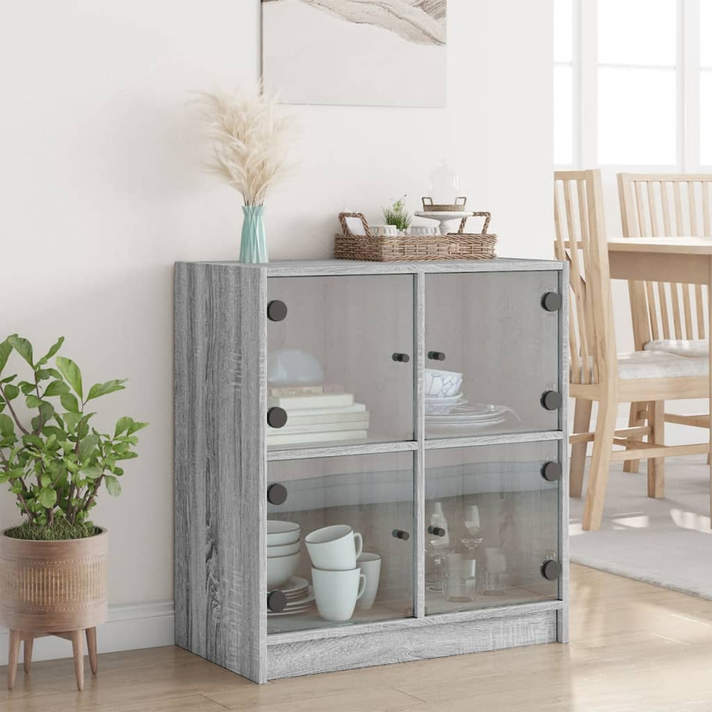 vidaXL 4 Door Grey Sonoma Oak Side Cabinet Image 9