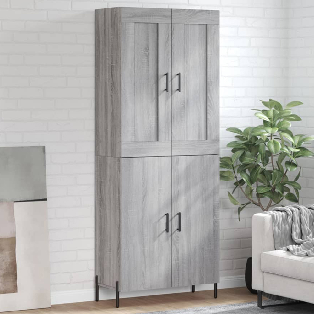 vidaXL 4 Door Grey Sonoma Highboard Image 1
