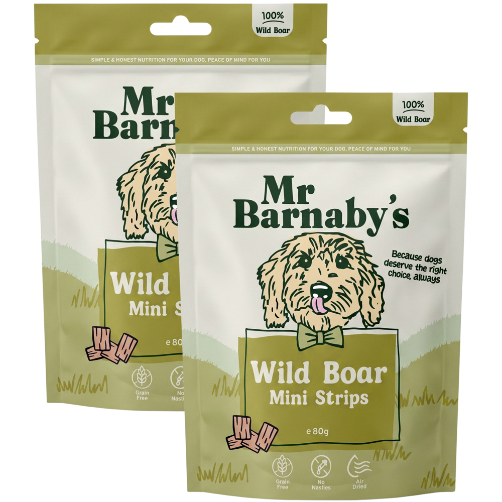 Mr Barnaby's Wild Boar Mini Strips Dog Treats 80g 2 Pack Image 1
