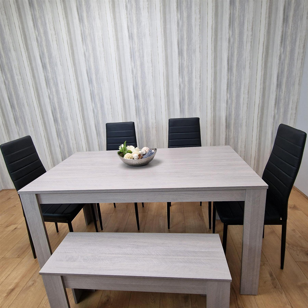 Kosy Koala 6 Seater Metal Arrow Design Dining Bench Set Grey and Black Image 6
