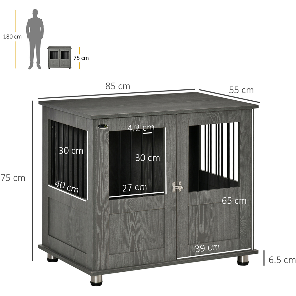 PawHut Grey Small and Medium Dog Crate End Table Image 5