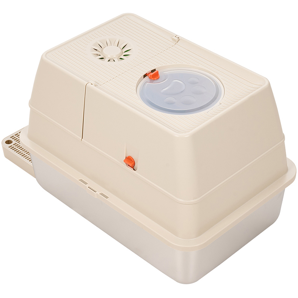 H&O Direct Khaki Stainless Steel Fully Enclosed Cat Litter Box Image 3