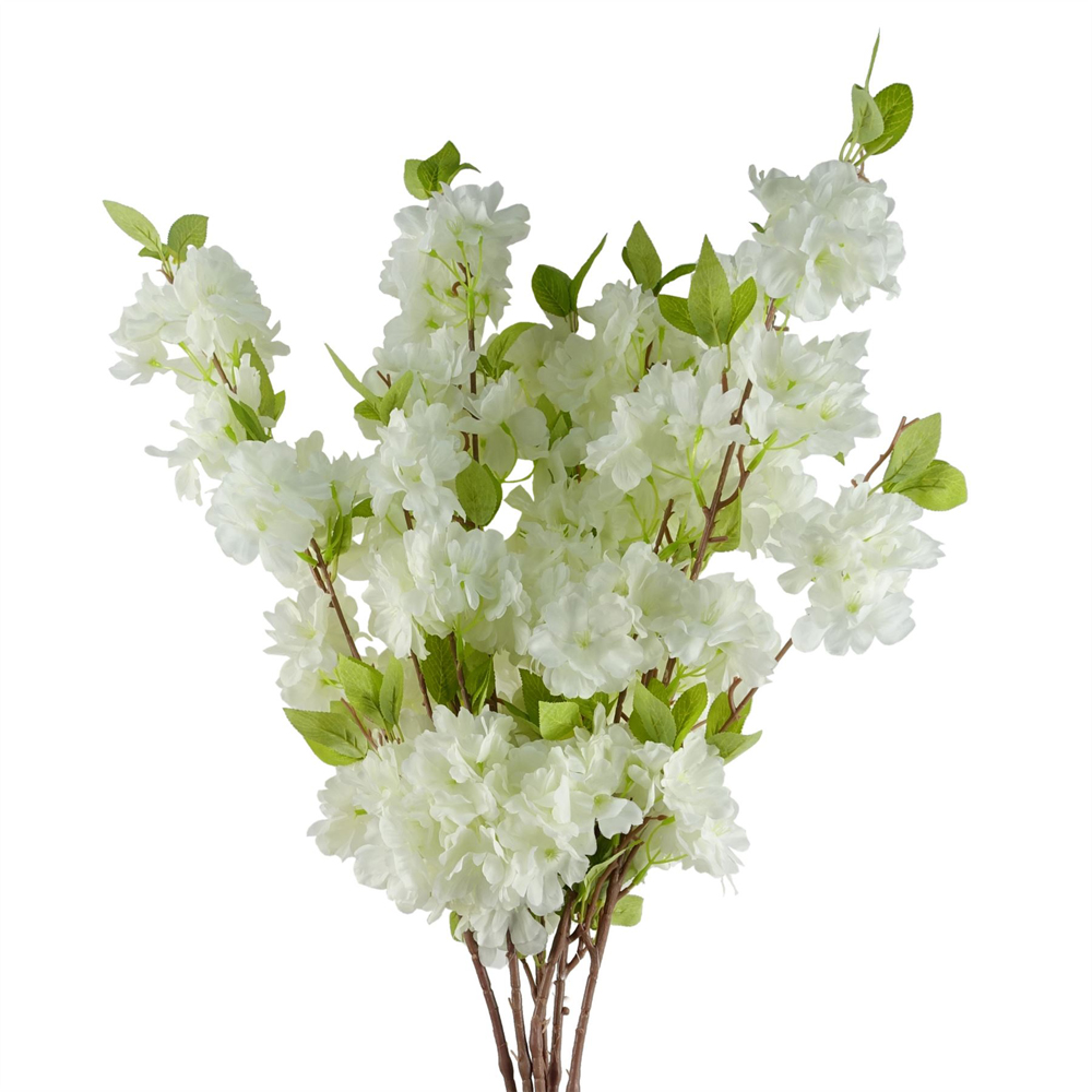 Leaf White Blossom Single Stem Artificial Flower 6 Pack Image 3
