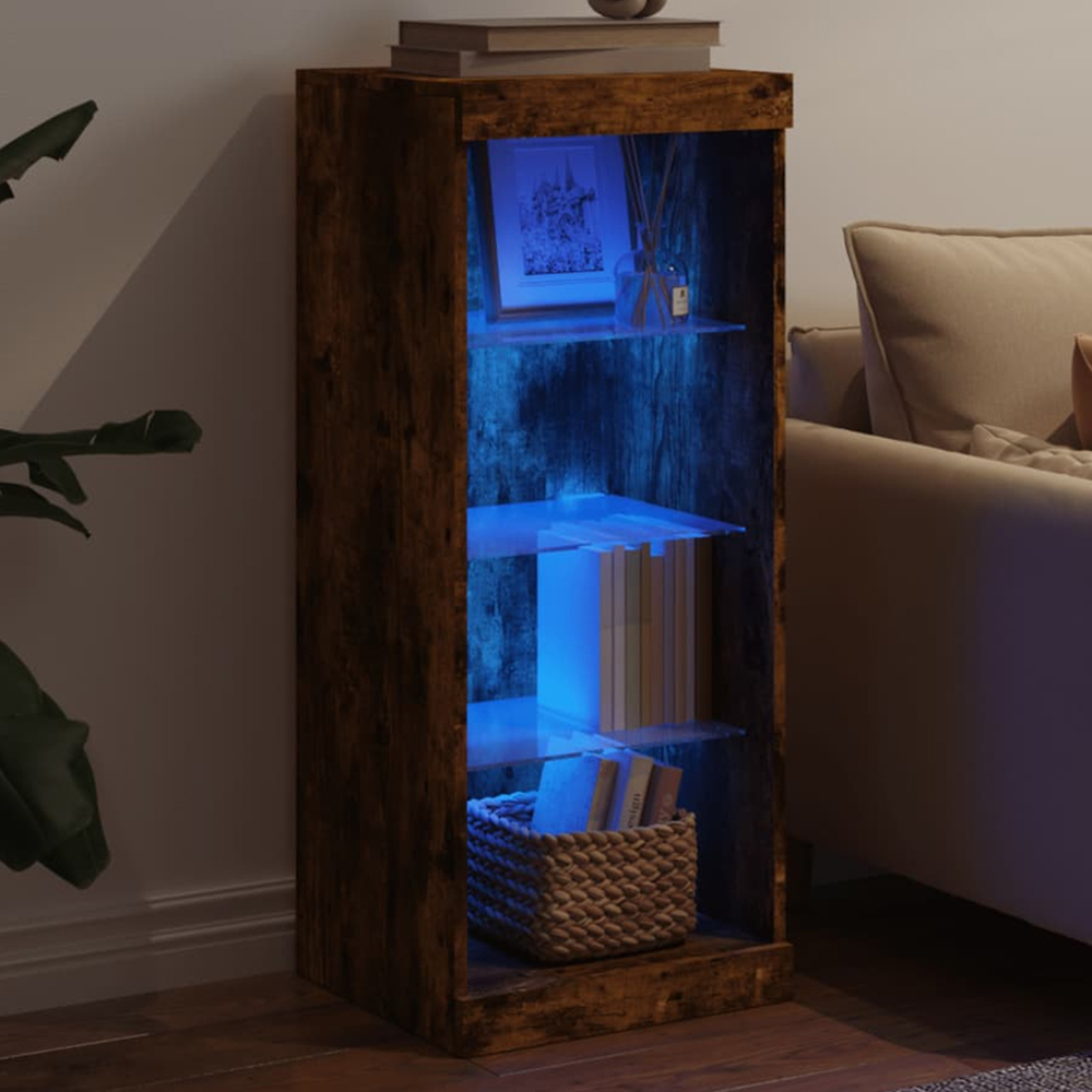 vidaXL 4 Shelf Smoked Oak LED Sideboard Image 1