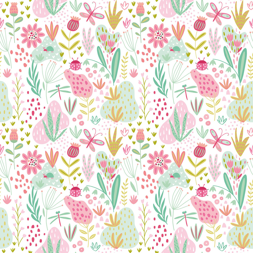 Hoopla Walls Peekaboo Bug Garden Candy Apples Wallpaper Image 1