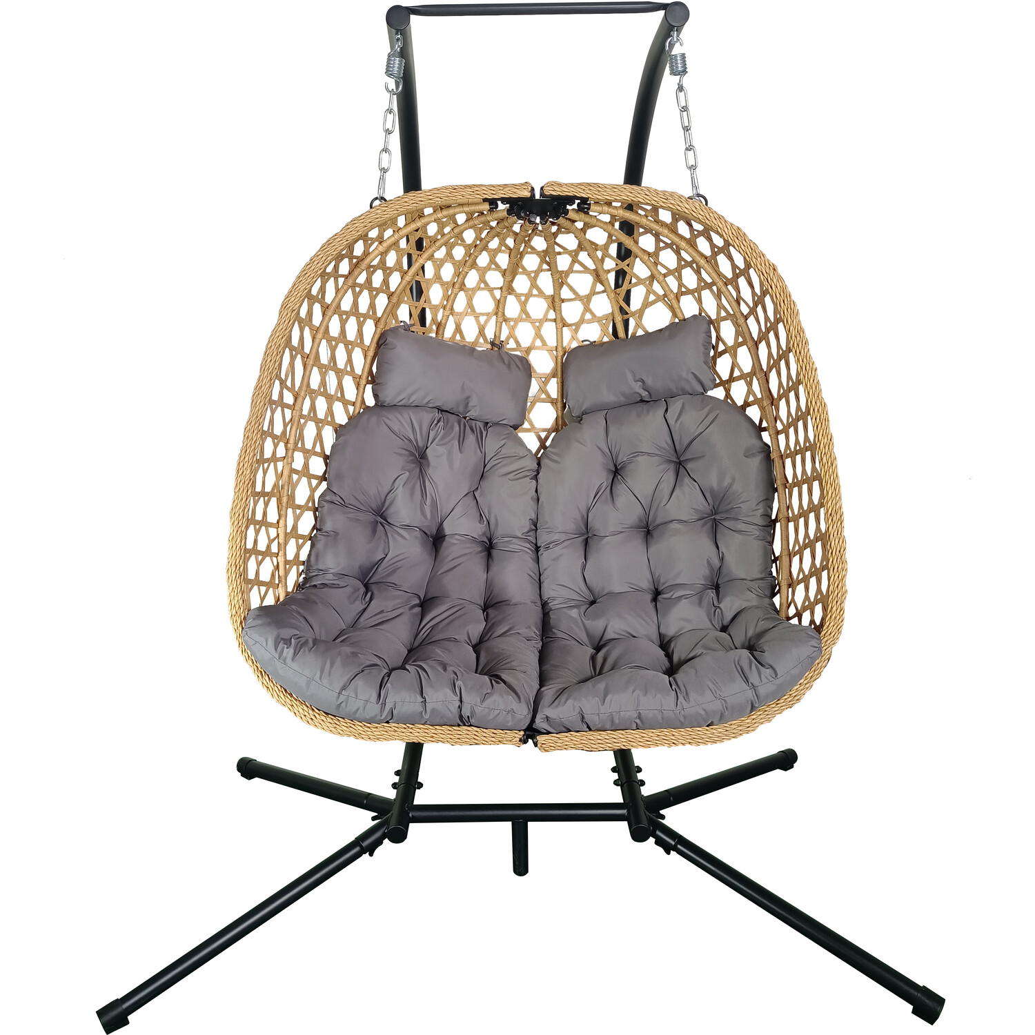 Malay Mariana 2 Seater Natural Rattan Foldable Hanging Chair Image 1