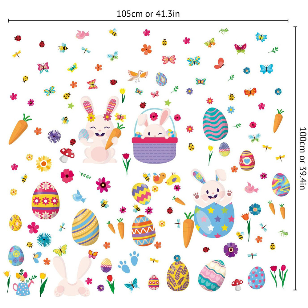 Walplus Happy Bunny Easter Window Cling Sticker Set 150 Piece Image 8
