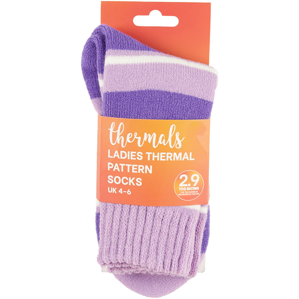 Ladies Assorted Thermal Pattern Socks Size 4-6 - Multicolour Image 7