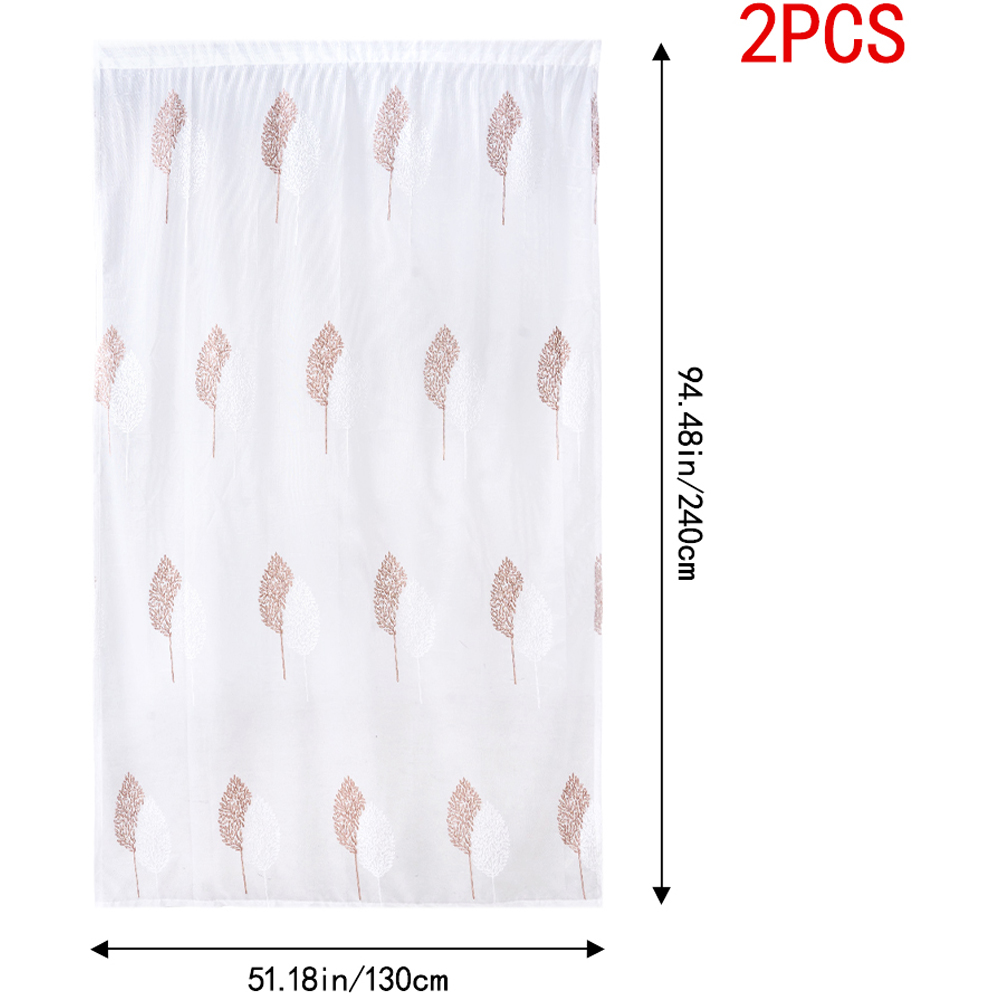 Living and Home Semi-Sheer Embroidered Leaf Curtains 130 x 240cm Image 8