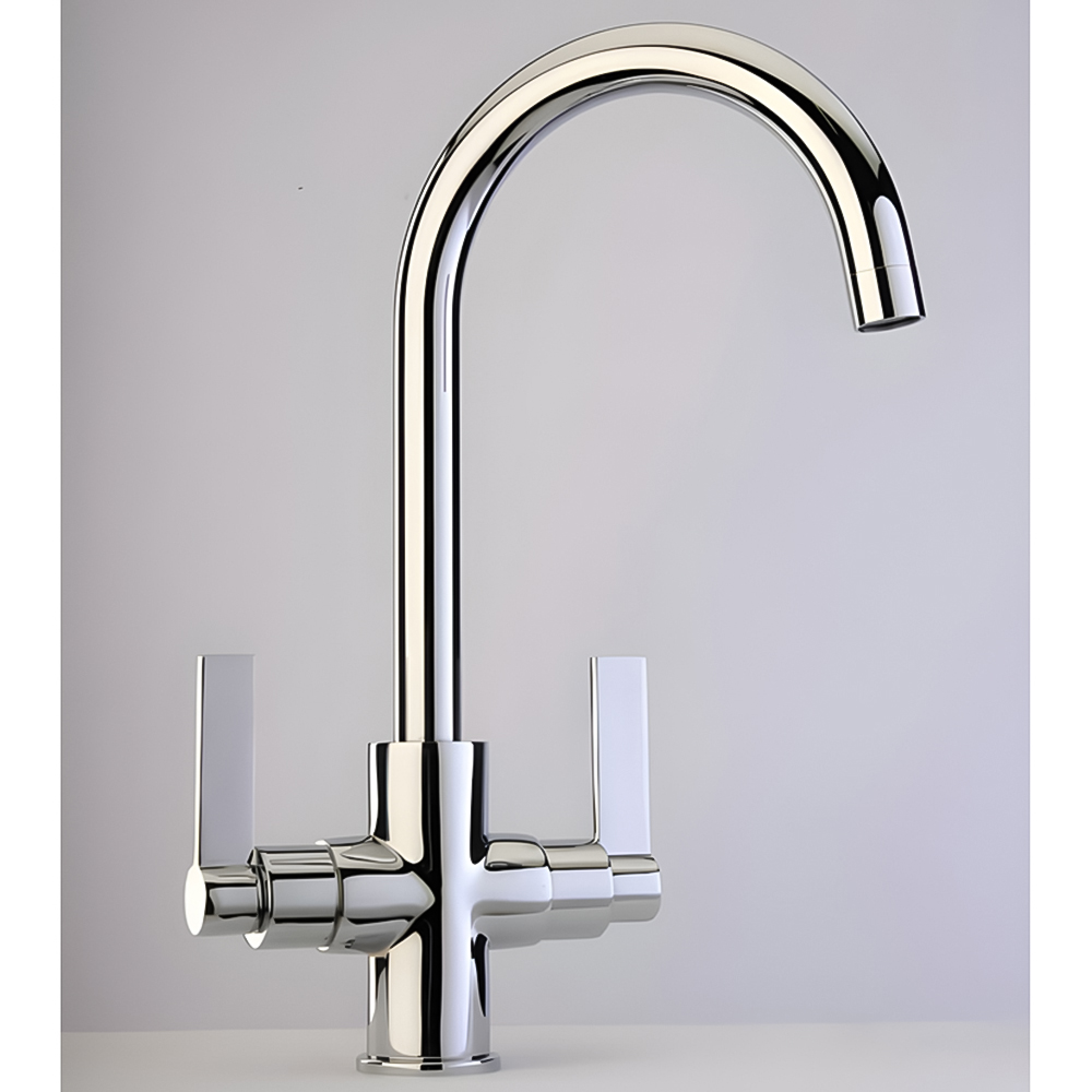 Piralla Vox Polished Chrome Twin Paddle Lever Swivel Spout Kitchen Tap Image 2
