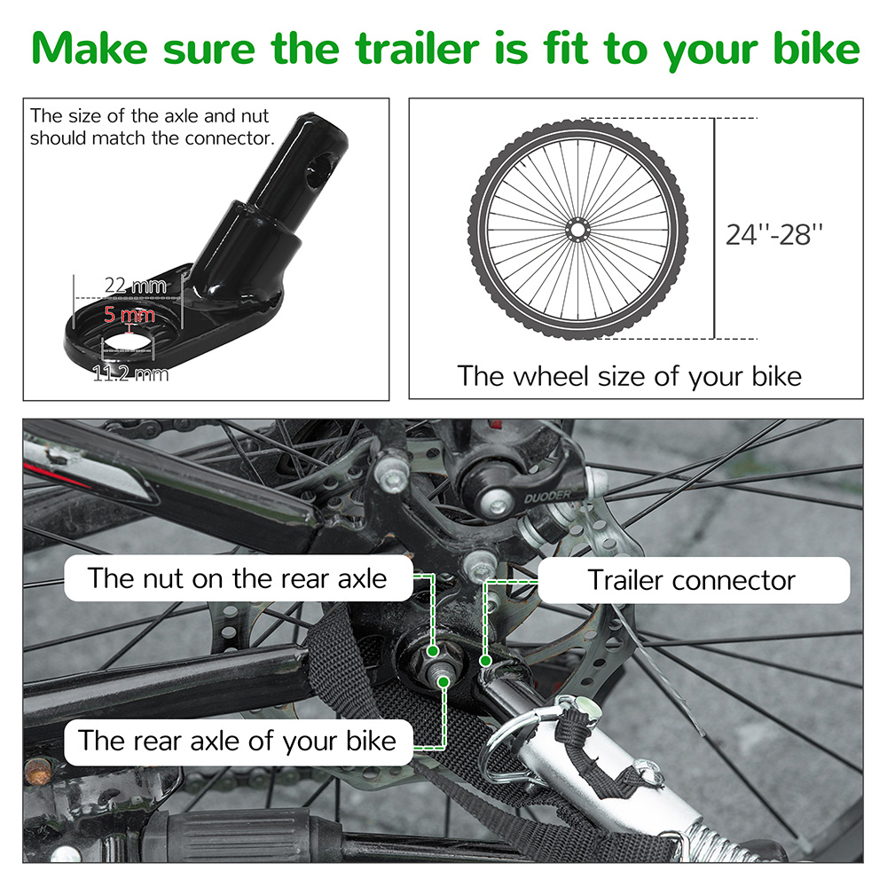 PawHut Green 2 in 1 Dog Bike Trailer Stroller with Flag Image 3
