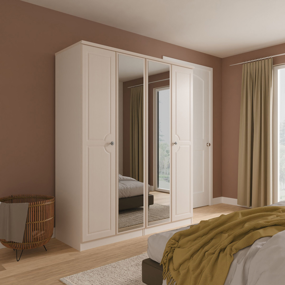 Crowndale Pembroke 4 Door Kashmir Ash Mirror Wardrobe Ready Assembled Image 9