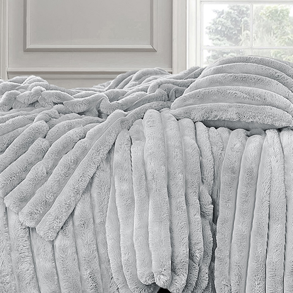 Velosso King Size Silver Jumbo Cord Duvet Set Image 2