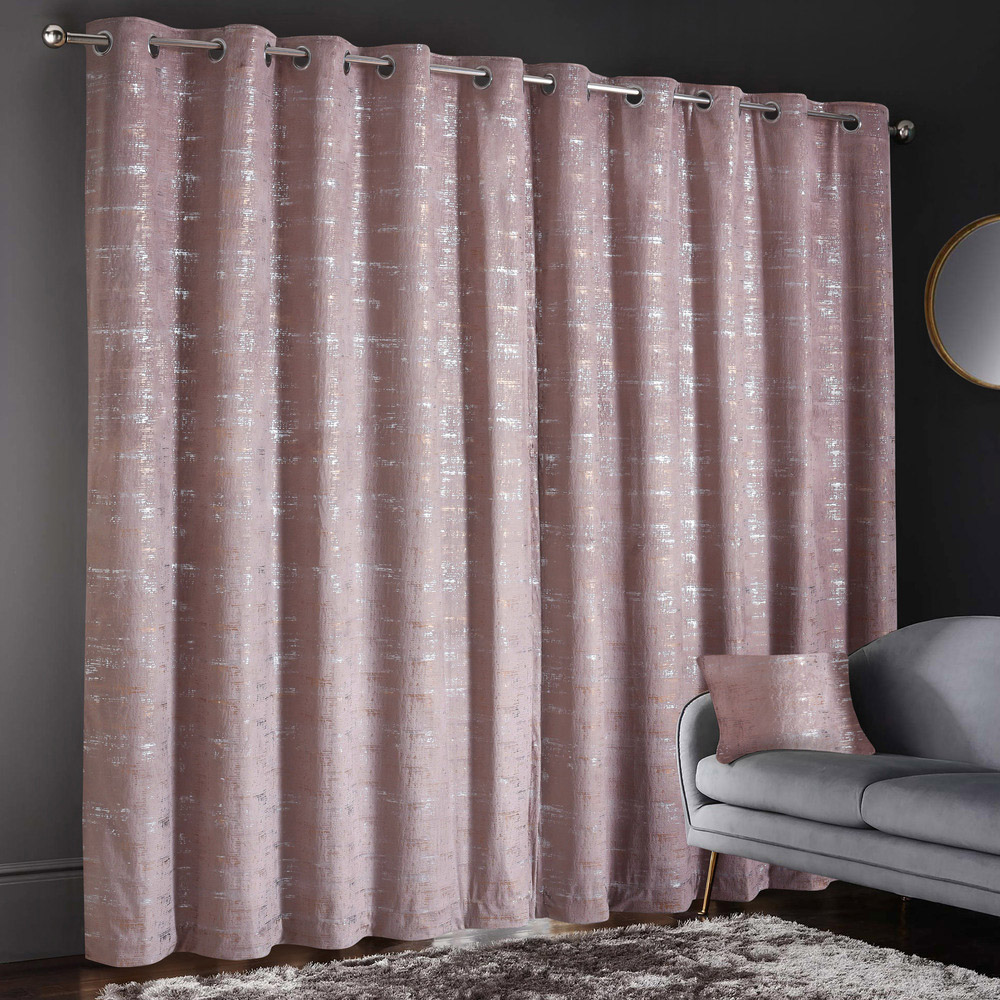 Intimates Warwick Dusky Metallic Velvet Eyelet Curtains 168 x 183cm Image 2