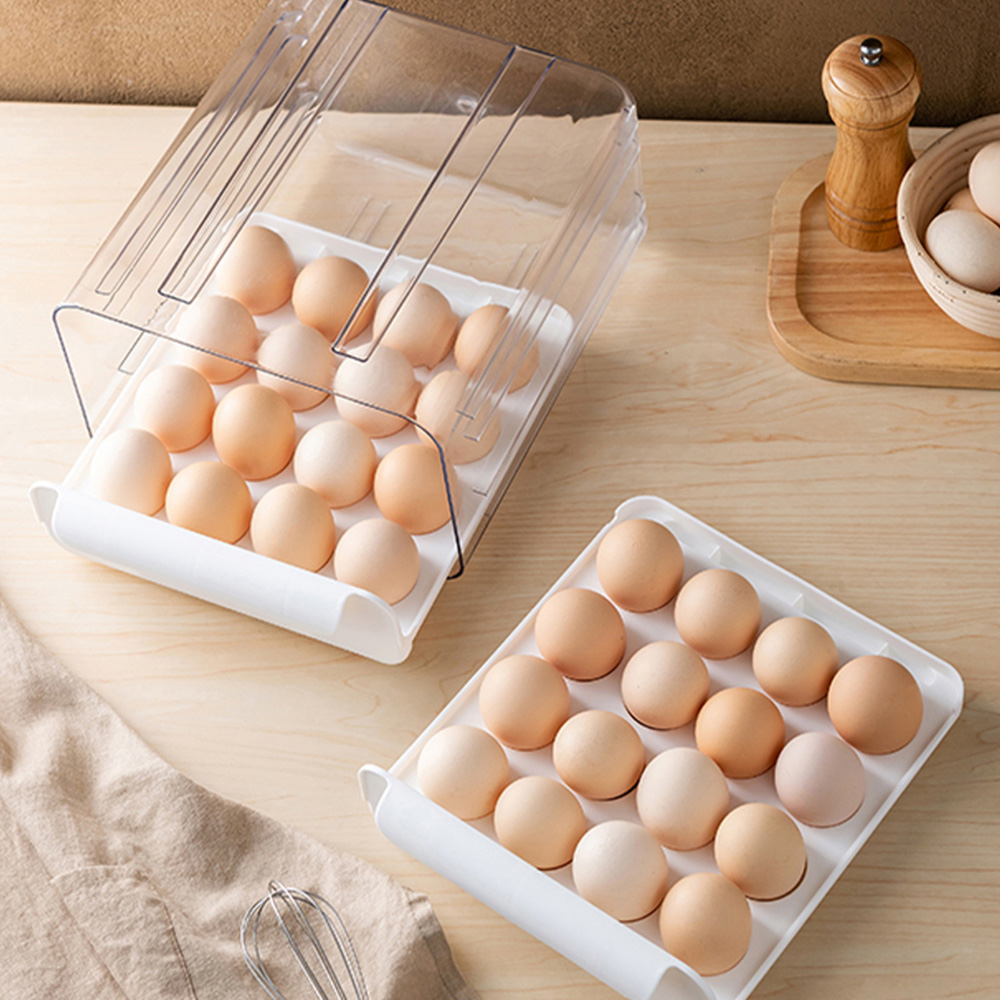 Living and Home 2 Tier White Transparent Egg Storage Box Image 7
