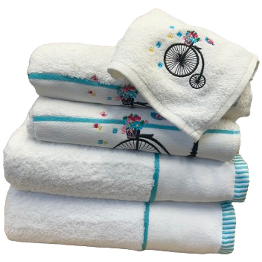 Bellissimo Soft Turkish Cotton White Bicycle Towel Set of 6 Image 1