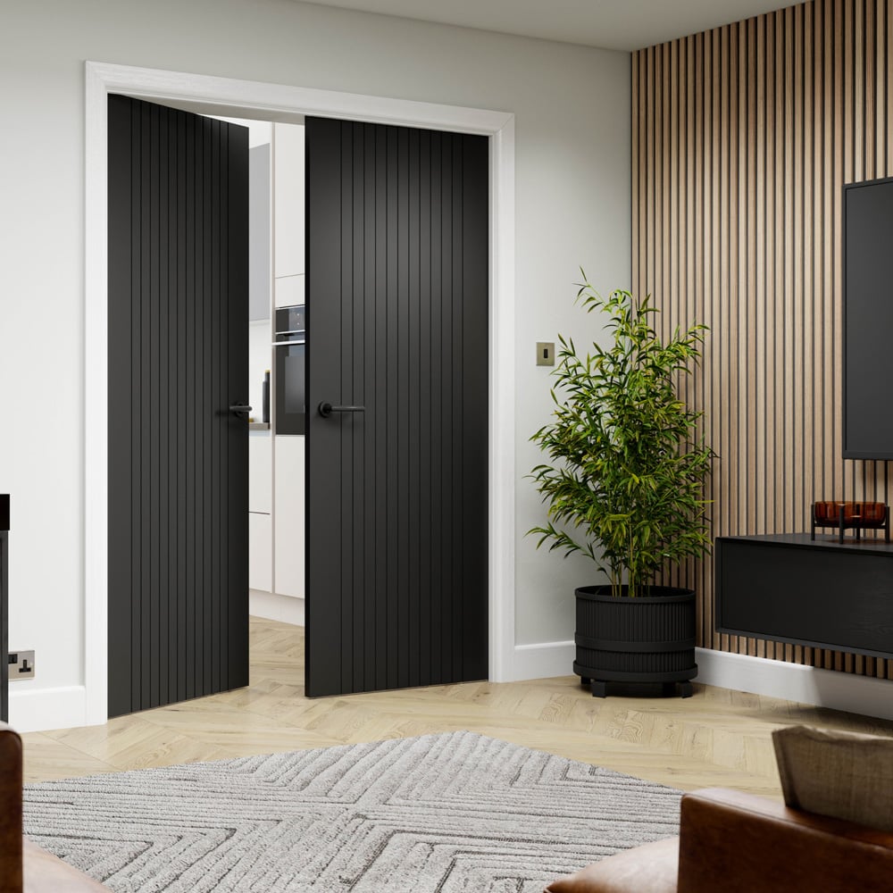 JB Kind Aria Black Laminated Internal Door 1981 x 610mm Image 2