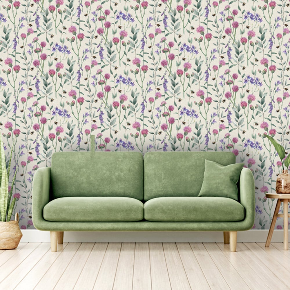 Arthouse Bumblebee Meadow Neutral Wallpaper Image 3