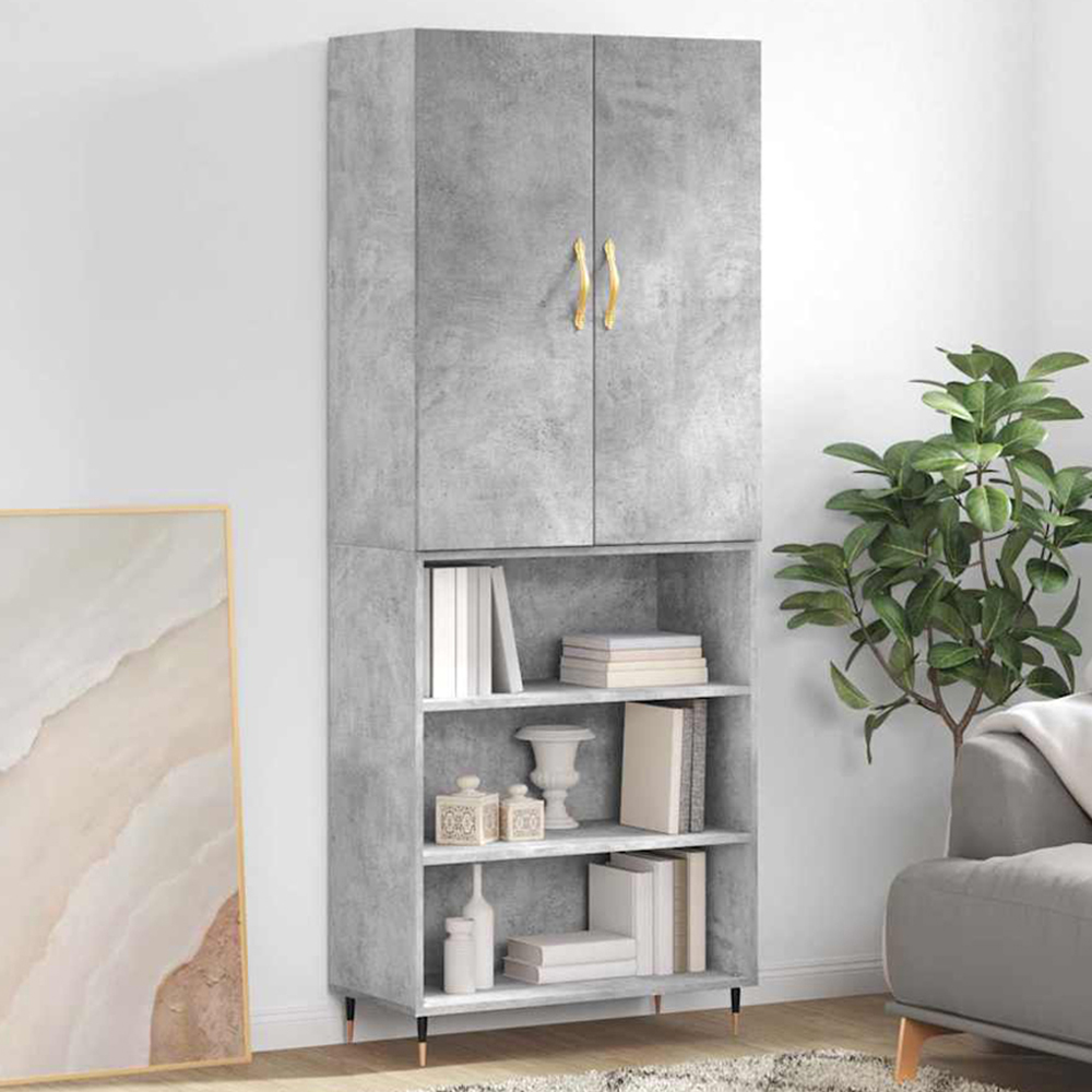 vidaXL 2 Door 3 Shelf Concrete Grey Highboard Image 1