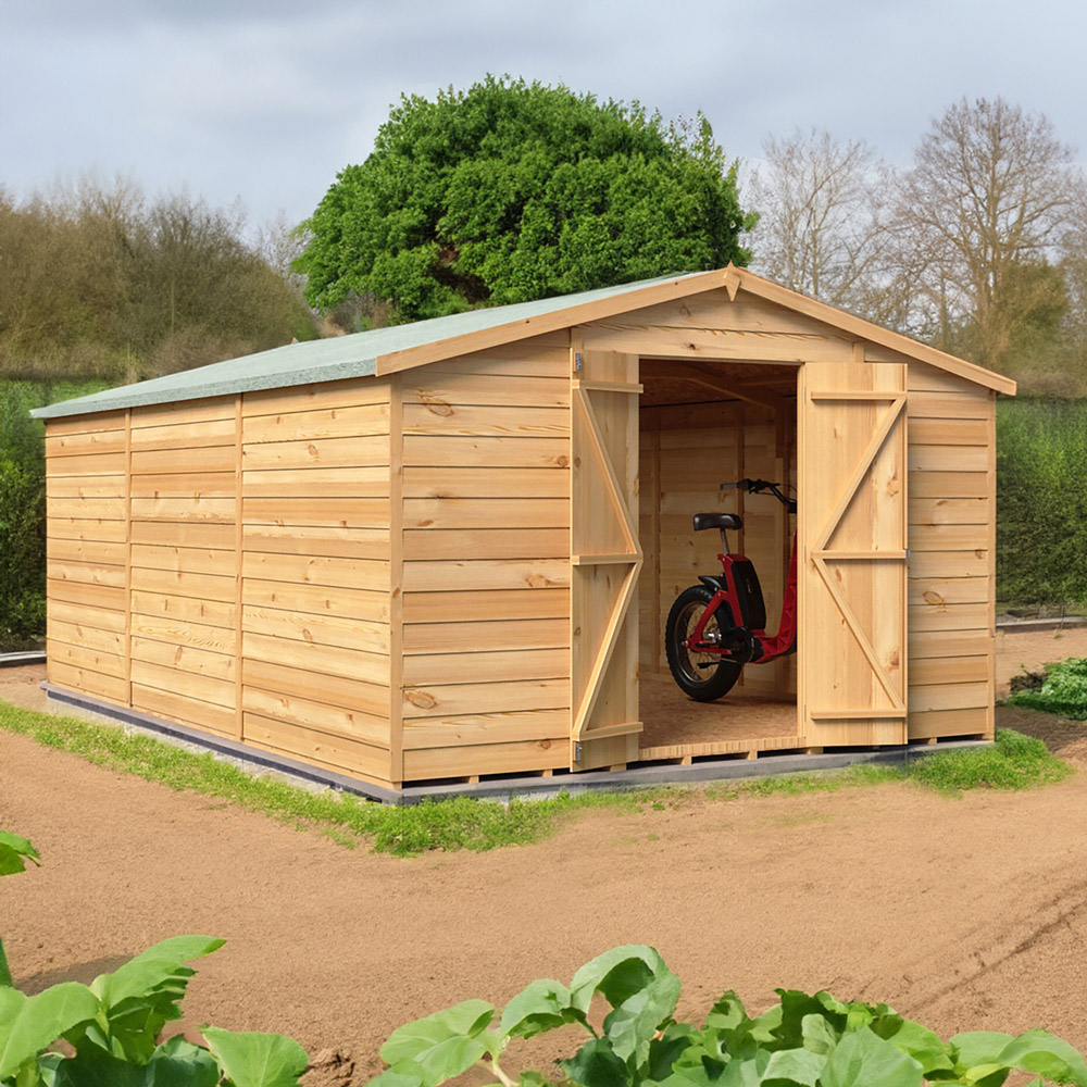 Shire 10 x 15ft Double Door Overlap Apex Wooden Shed Image 5