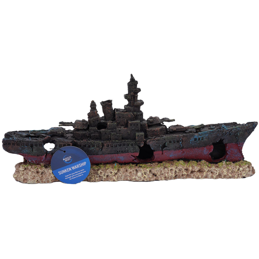 Underwater Warship Aquarium Ornament - Black Image 3