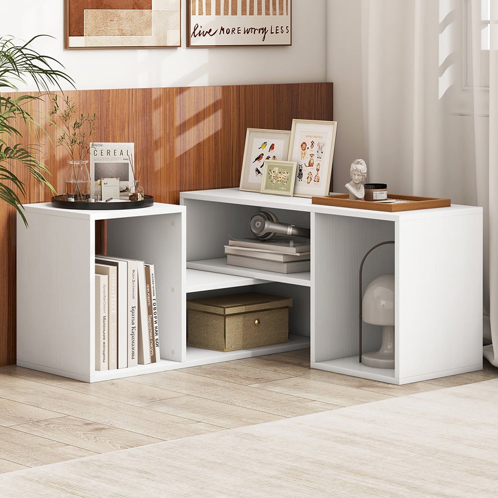 Costway 2 Piece White Modern Multifunctional Console TV Unit Image 1