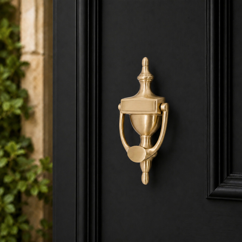 Spira Brass Satin Brass Victorian Small Door Knocker Image 2