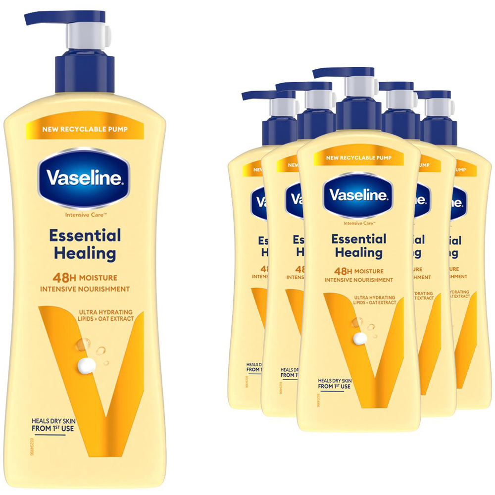 Vaseline Intensive Care Essential Healing Dry Skin Care Body Lotion 600ml 6 Pack Image 1