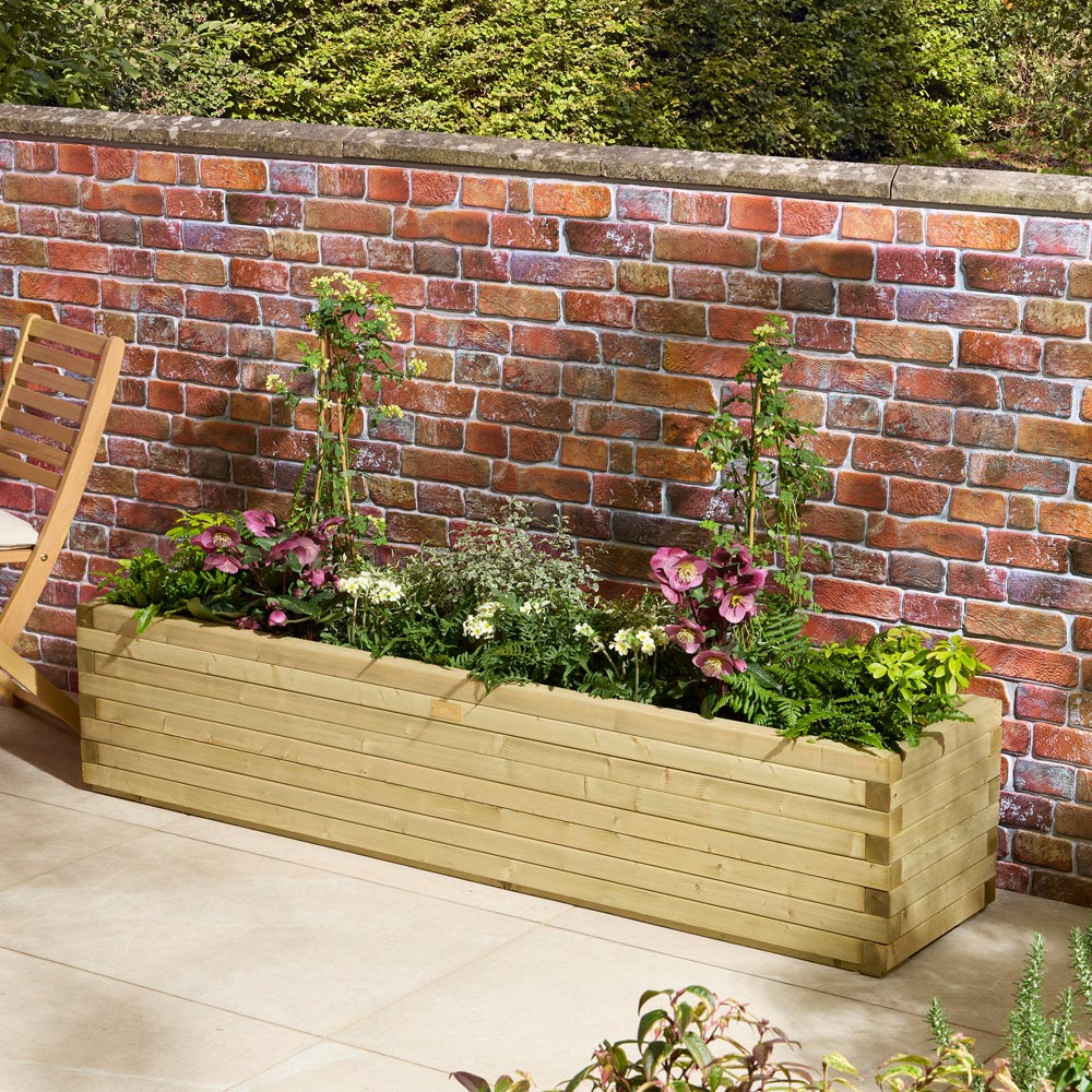 Rowlinson Premier Natural Wooden Patio Trough Planter 37 x 200 x 40cm Image 2