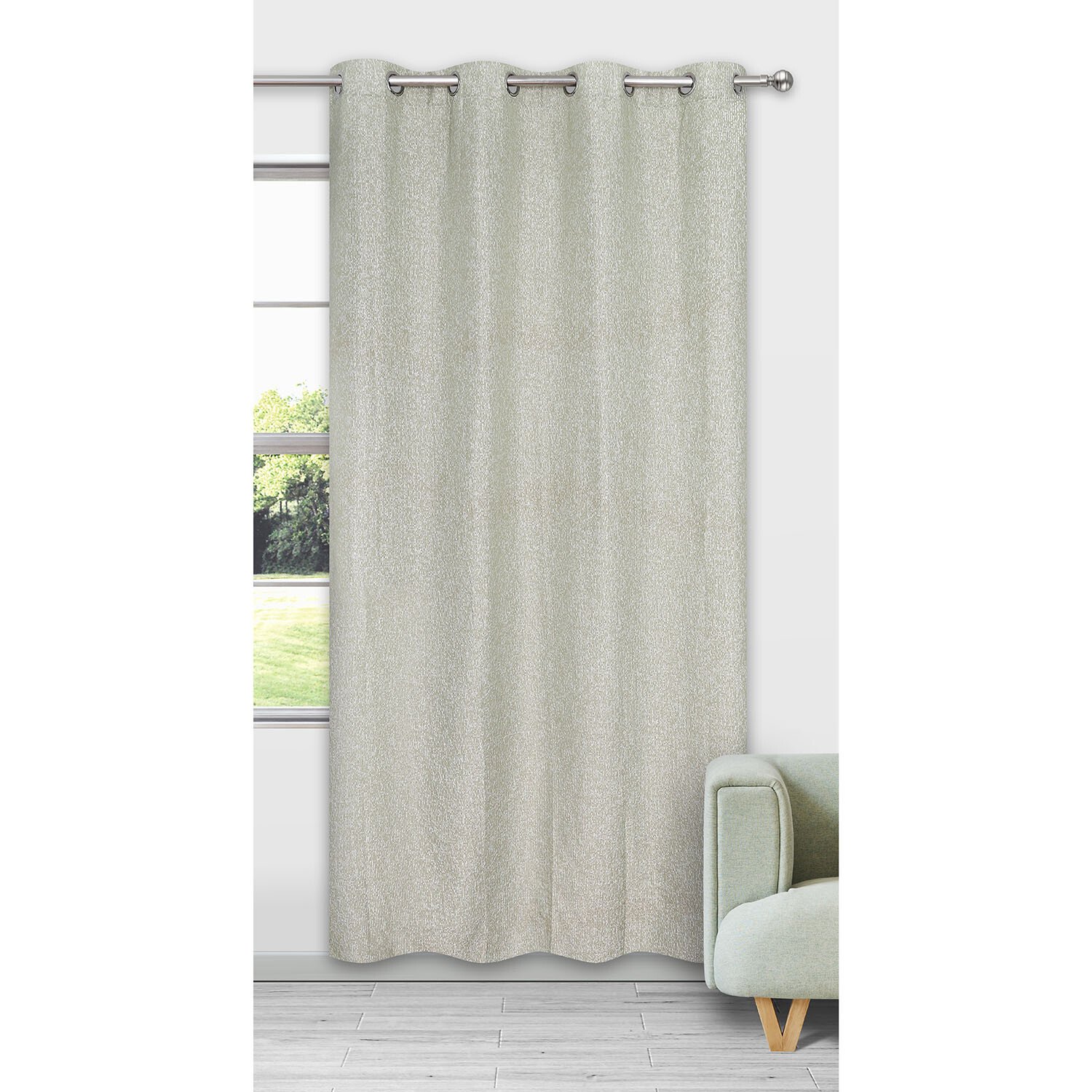 Nomi Slub Eyelet Single Panel Curtain - Sage Image 1