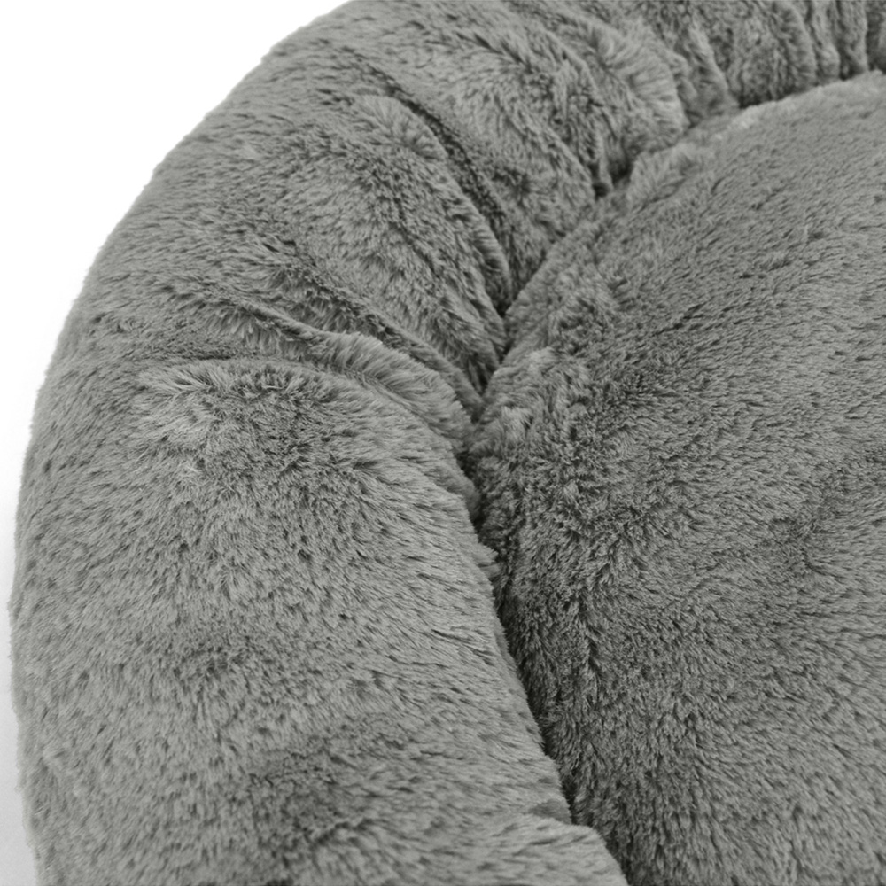 Petwinks Small Grey Snug Faux Fur Round Pet Bed Image 2
