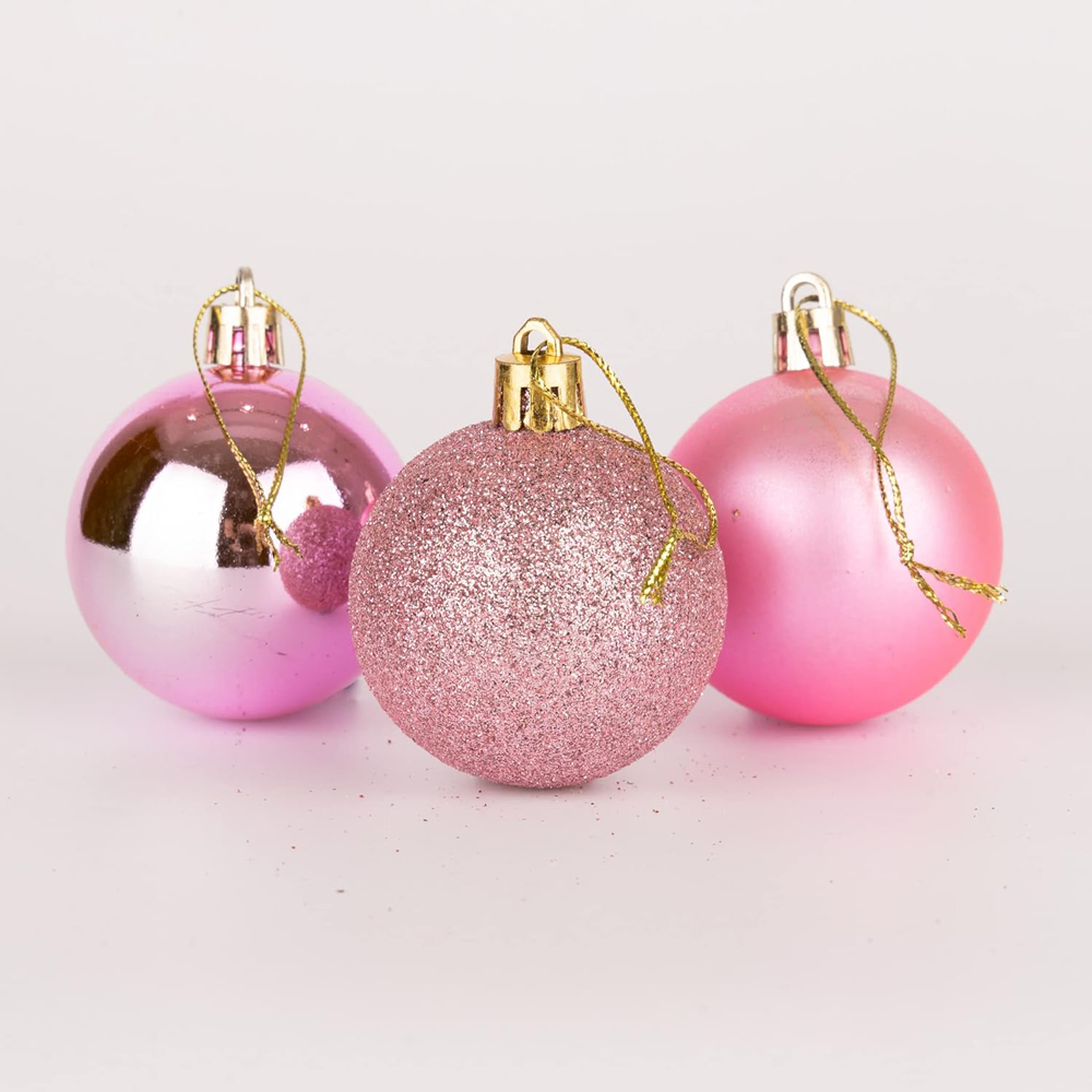 Shatchi 5cm Pink Shatterproof Christmas Bauble 9 Pack Image 4