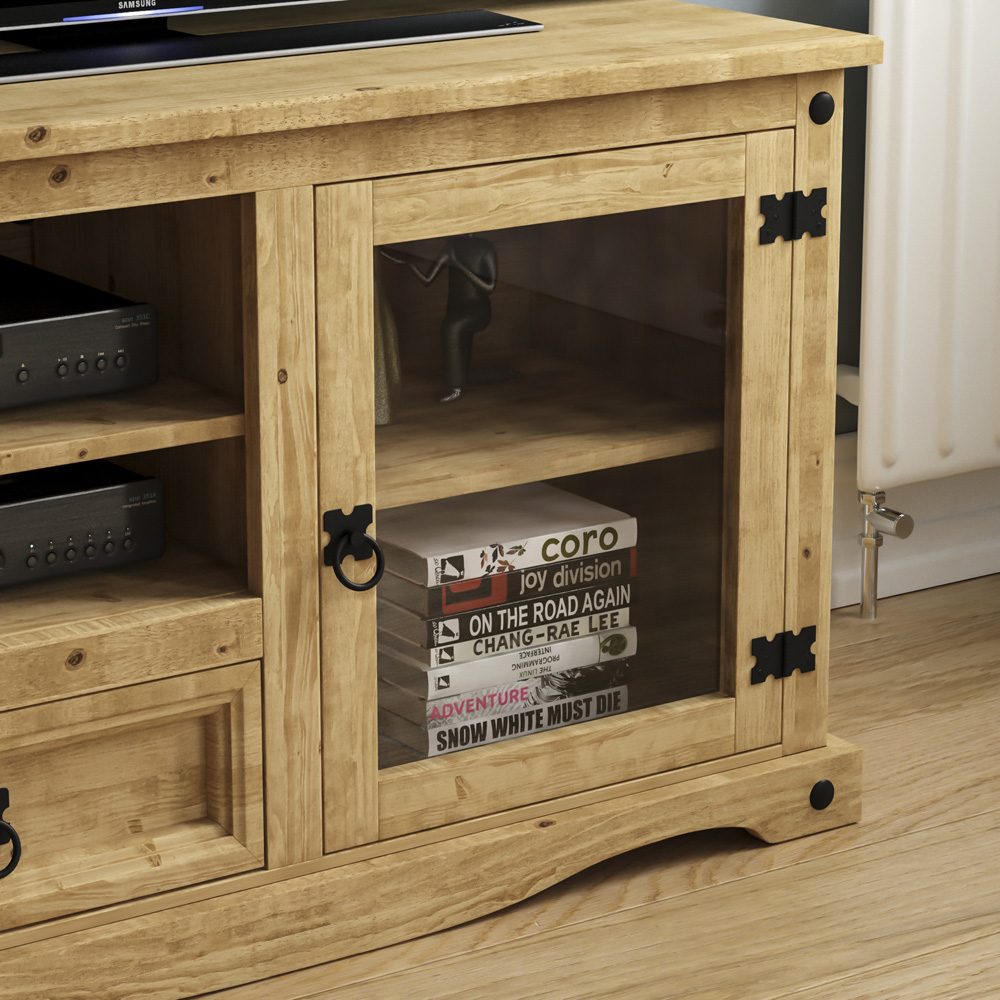 Vida Designs Corona Single Door Single Drawer Pine Entertainment Unit Image 4