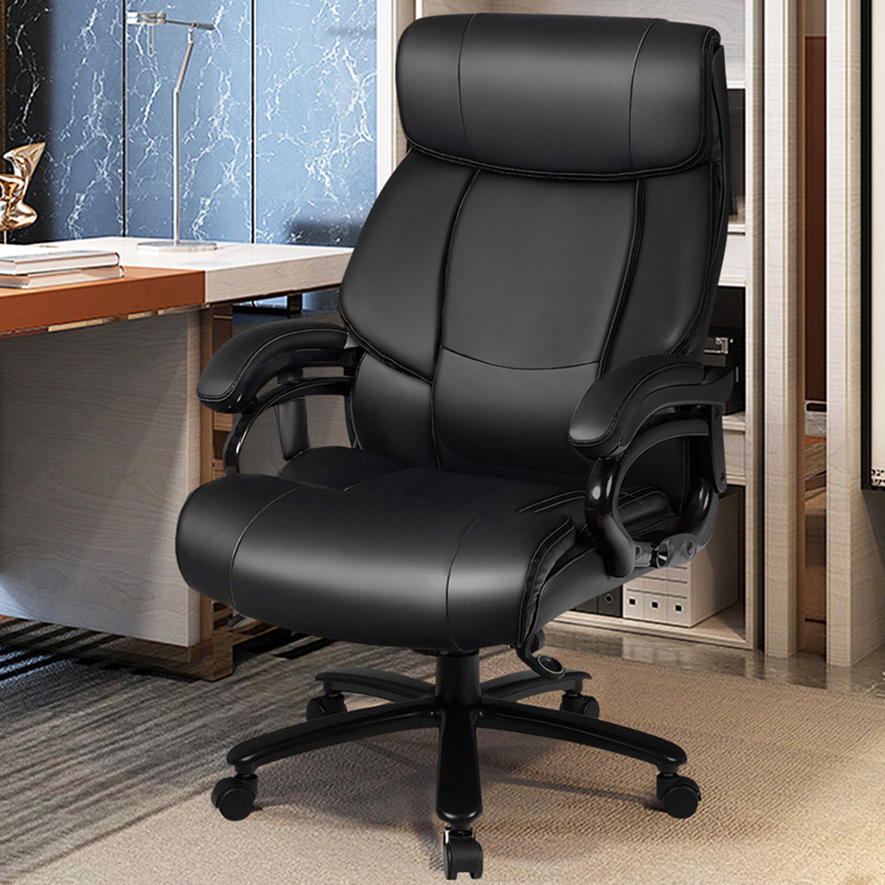 Costway Black PU Leather Massage Chair with Cushion Image 1