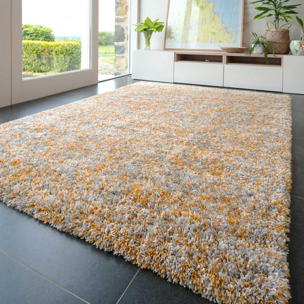 Kukoon Kinsale Yellow Multicolour Shaggy Mottled Rug 80 x 150cm Image 1