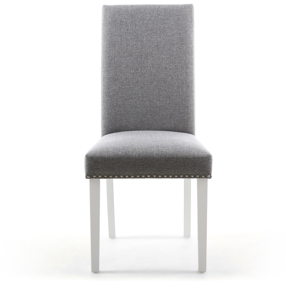 Randall Set of 2 Grey and White Linen Effect Dining Chair Image 2