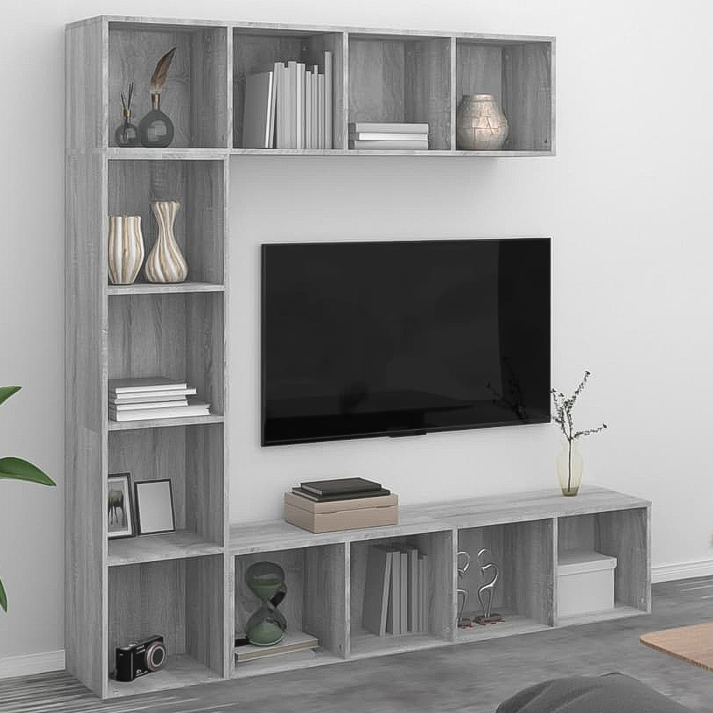 vidaXL 12 Shelf Grey Sonoma Bookcase Image 1