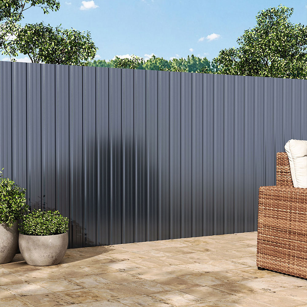 Living and Home 6 Piece Grey Zinc Steel Corrugated Pre Drilled Roof Panel 45 x 129cm Image 2