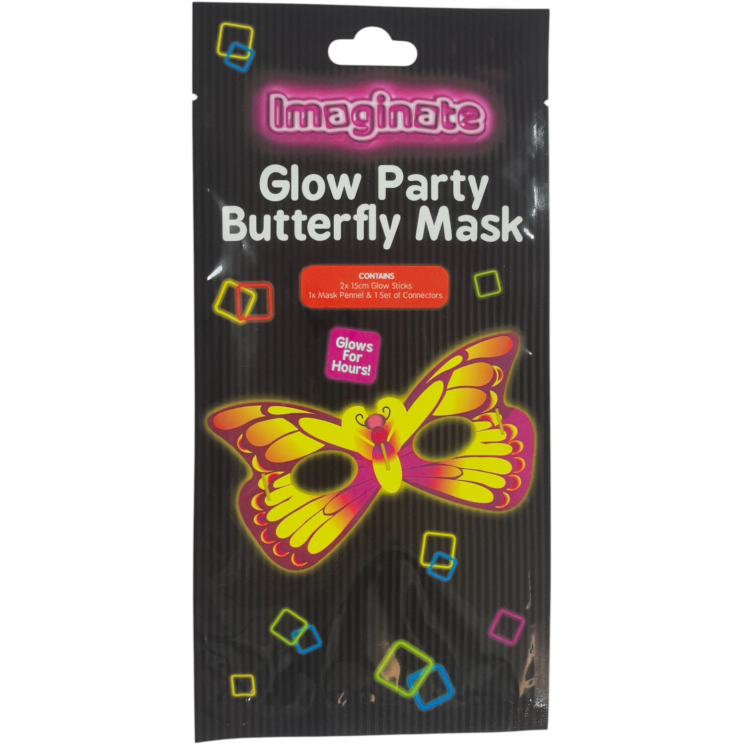 Glow Party Butterfly Mask Yellow Image 2