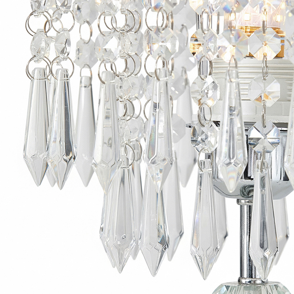 Living and Home E27 Screw Silver Crystal Beaded Shade Table Lamp 39cm Image 4