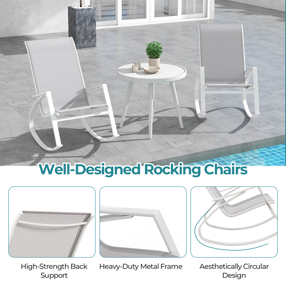 Costway Set of 2 Grey Patio Rocking Chair Image 7