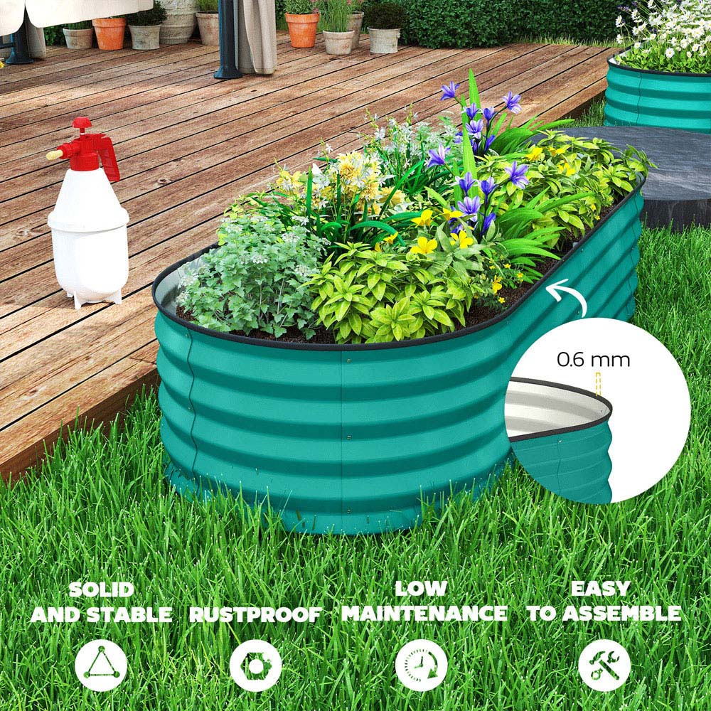 Outsunny Green Raised Garden Bed with Metal Stakes Set of 2 Image 7
