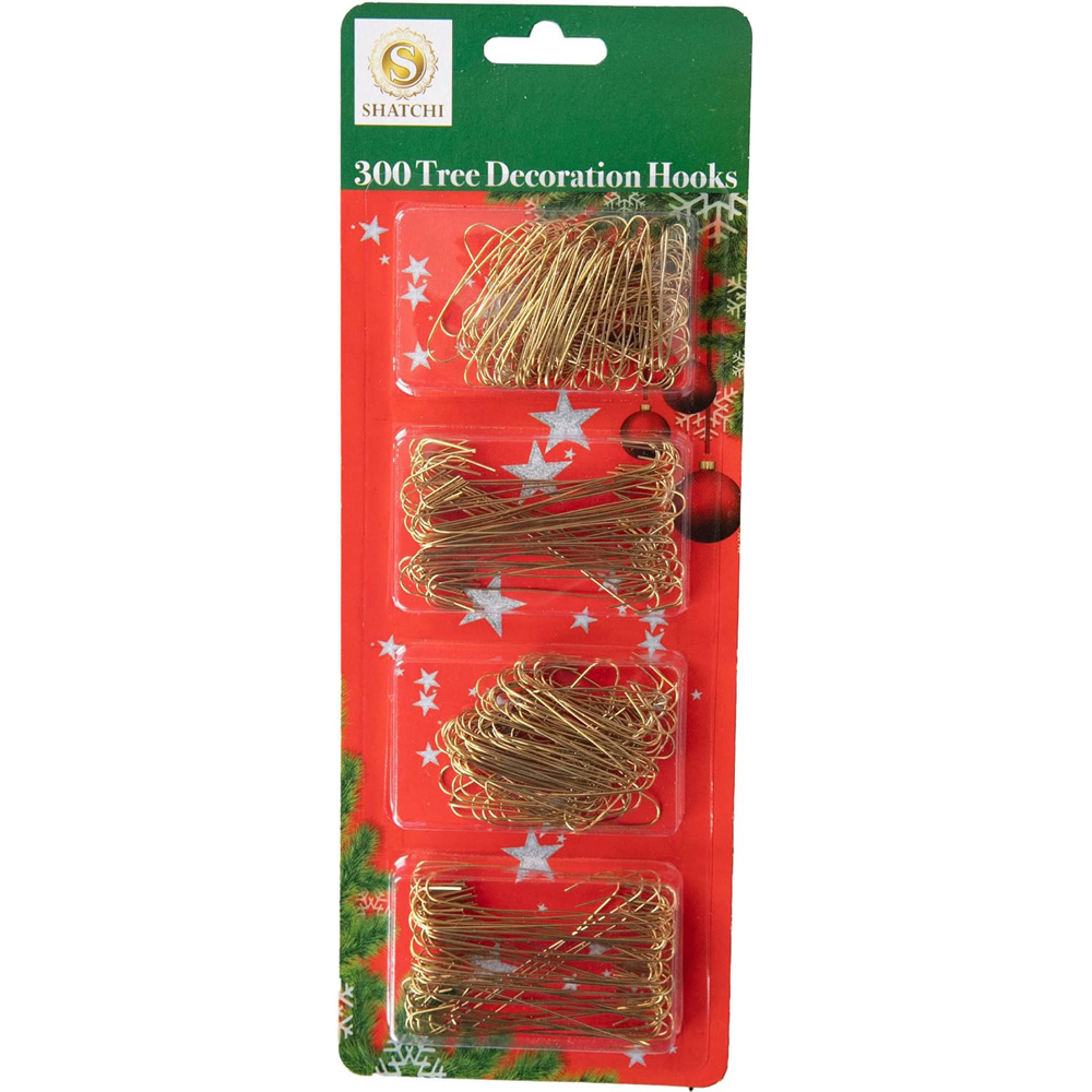 Shatchi Gold Tree Decoration Hook 300 Pack Image 1