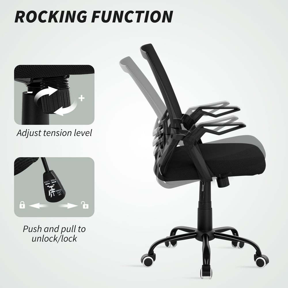 Vinsetto Black Mesh Swivel Office Chair with Lumbar Support Image 5