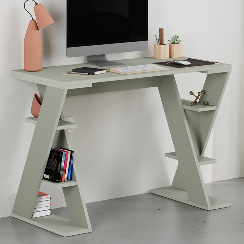 Decortie Papillon 6 Shelf Desk Ash Green Image 1