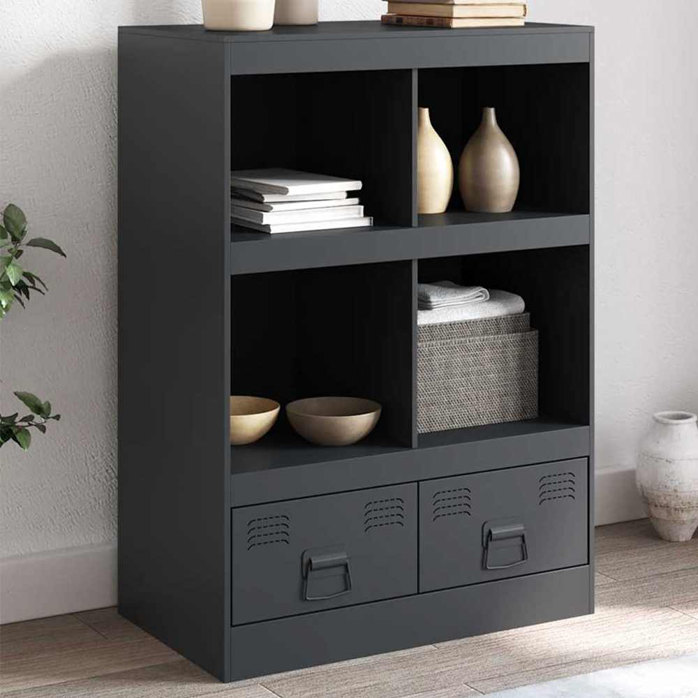 vidaXL 2 Drawer 4 Shelf Anthracite Cold-Rolled Steel Highboard Image 1
