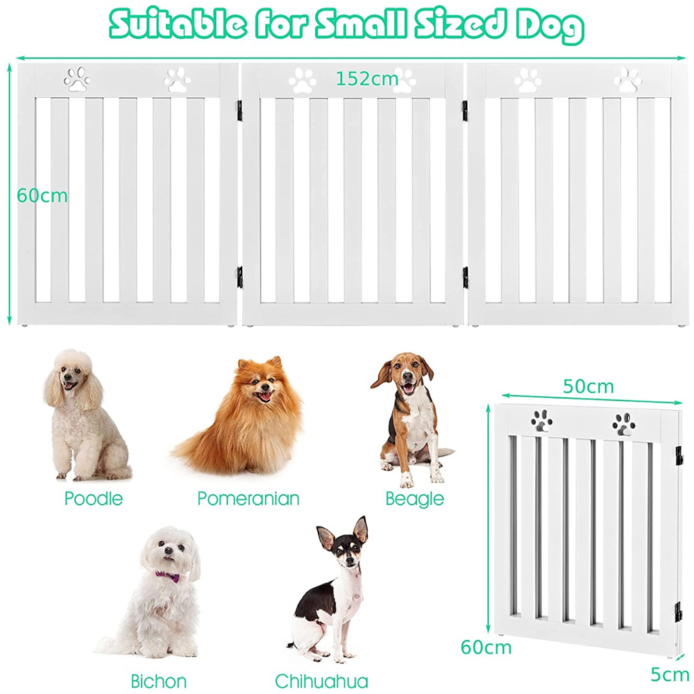Costway 3 Panel White Foldable Pet Safety Gate Image 9
