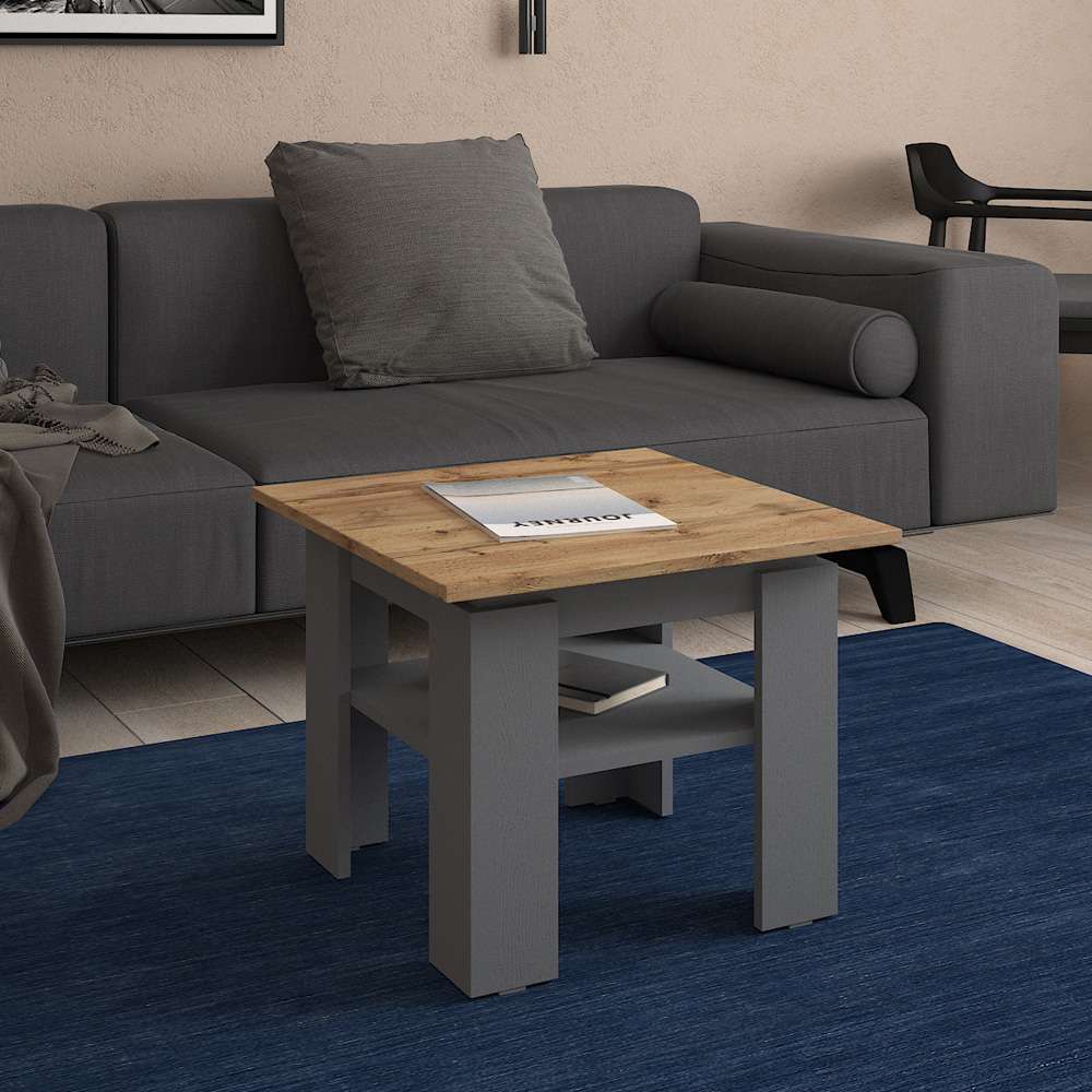 Shefa Line Element 550 Single Shelf Oak and Graphite Coffee Table Image 3