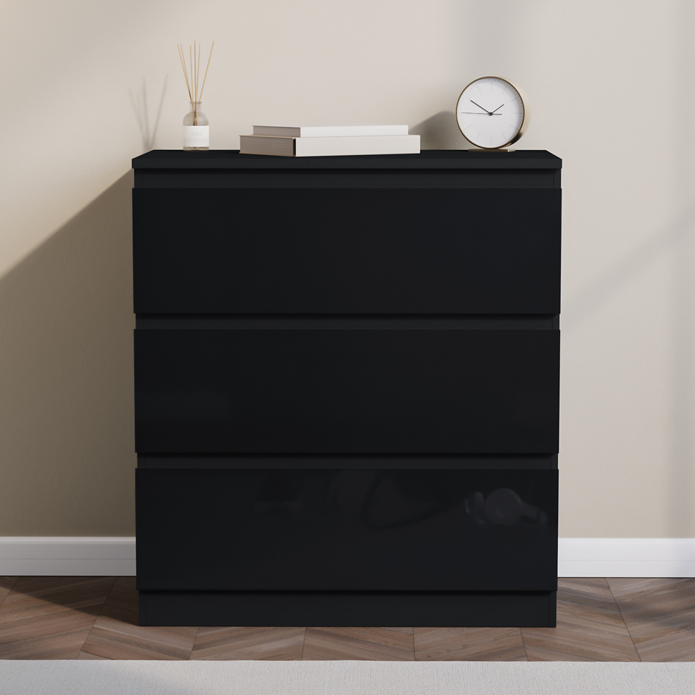 VIDA DESIGNS Glinton 3 Drawer Black Chest of Drawers Image 3
